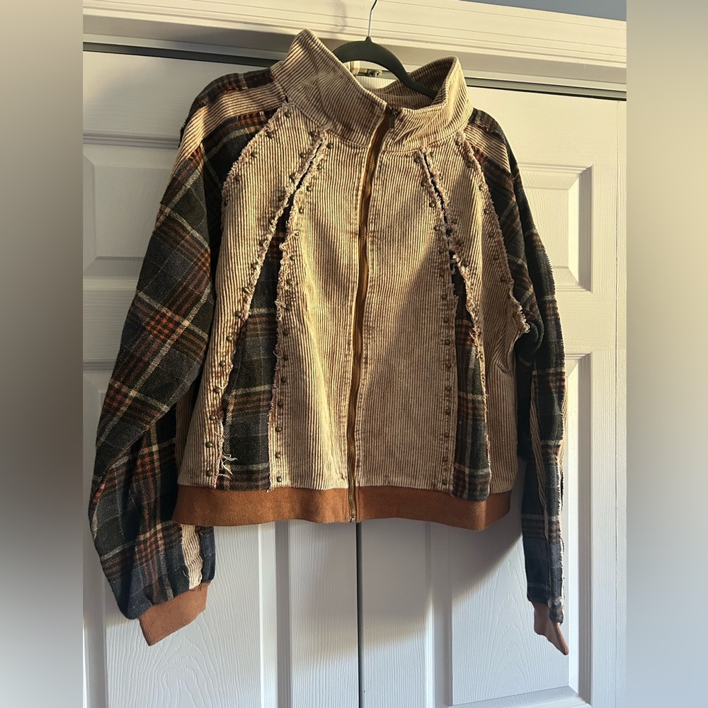Oli & Hali Plaid Jacket with Corduroy Trim